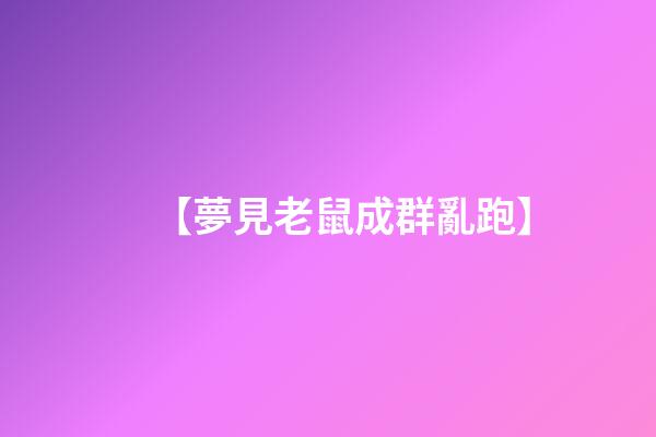 【夢見老鼠成群亂跑】