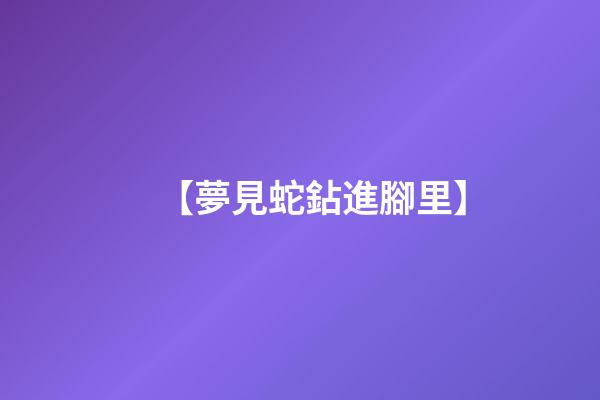 【夢見蛇鉆進腳里】