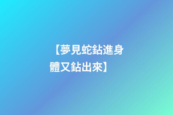 【夢見蛇鉆進身體又鉆出來】