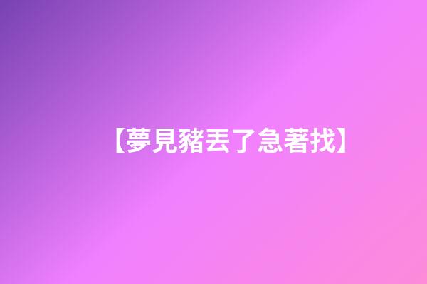 【夢見豬丟了急著找】