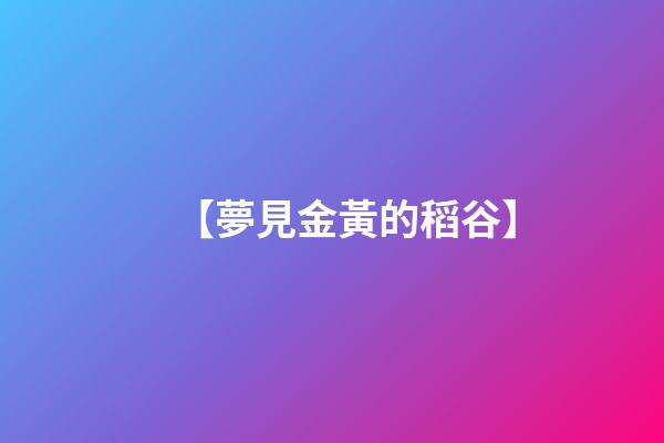 【夢見金黃的稻谷】