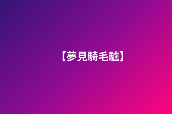 【夢見騎毛驢】