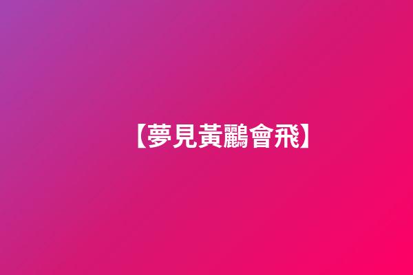 【夢見黃鸝會飛】