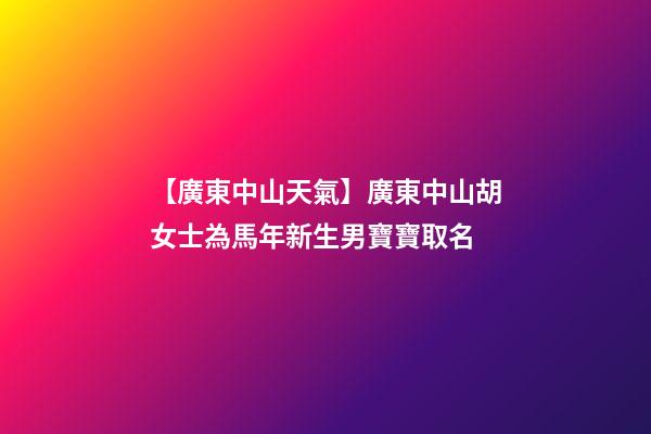 【廣東中山天氣】廣東中山胡女士為馬年新生男寶寶取名-第1張-公司起名-玄機(jī)派