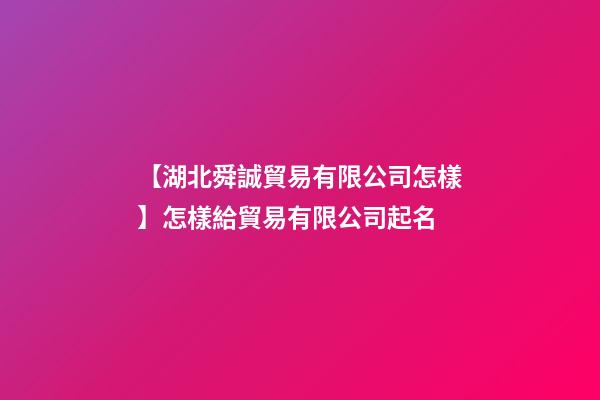 【湖北舜誠貿易有限公司怎樣】怎樣給貿易有限公司起名-第1張-公司起名-玄機派
