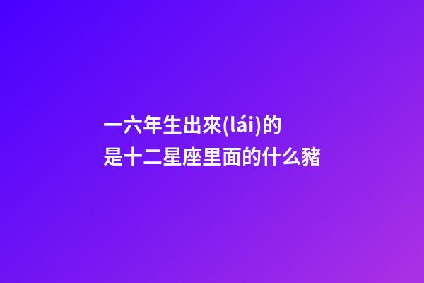 一六年生出來(lái)的是十二星座里面的什么豬-第1張-星座運(yùn)勢(shì)-玄機(jī)派