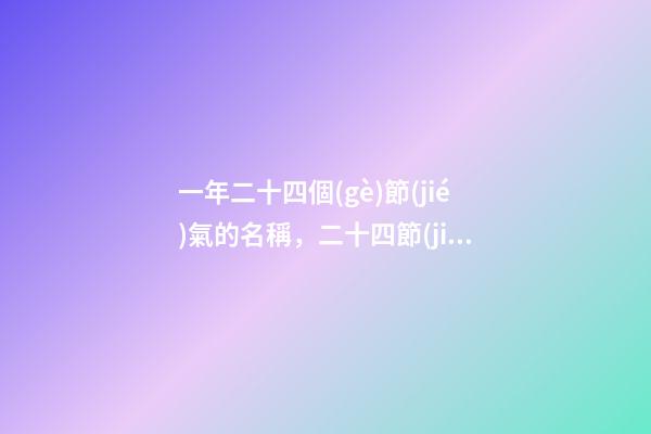 一年二十四個(gè)節(jié)氣的名稱，二十四節(jié)氣你了解多少-第1張-觀點(diǎn)-玄機(jī)派