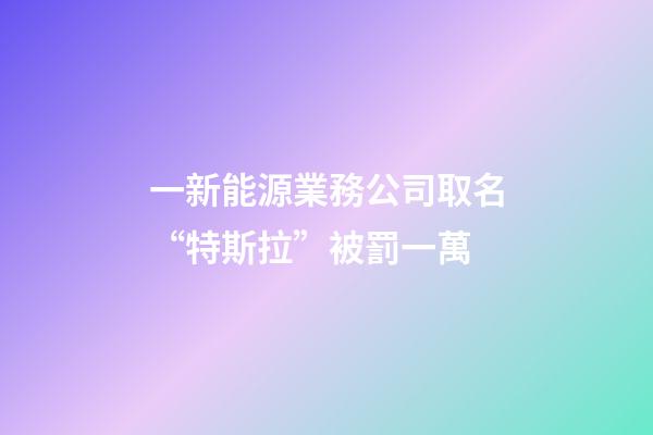 一新能源業務公司取名“特斯拉”被罰一萬-第1張-公司起名-玄機派