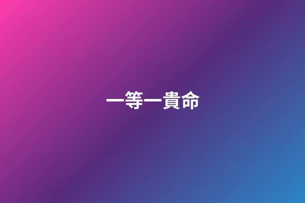 一等一貴命