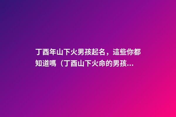 丁酉年山下火男孩起名，這些你都知道嗎（丁酉山下火命的男孩）