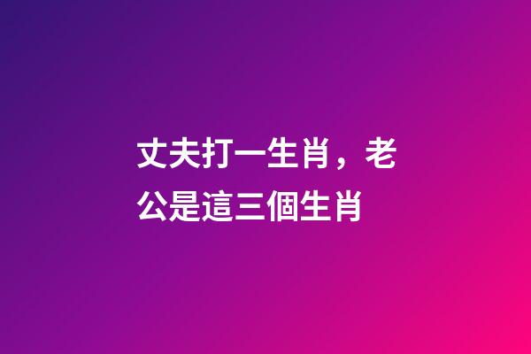 丈夫打一生肖，老公是這三個生肖-第1張-觀點-玄機派