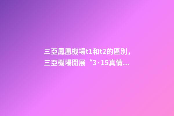 三亞鳳凰機場t1和t2的區別，三亞機場開展“3·15真情服務”主題咨詢活動-第1張-觀點-玄機派