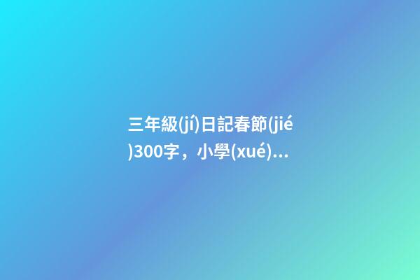 三年級(jí)日記春節(jié)300字，小學(xué)生優(yōu)秀作文欣賞歡樂(lè)的元宵節(jié)-第1張-觀點(diǎn)-玄機(jī)派