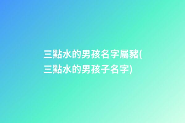三點水的男孩名字屬豬(三點水的男孩子名字)