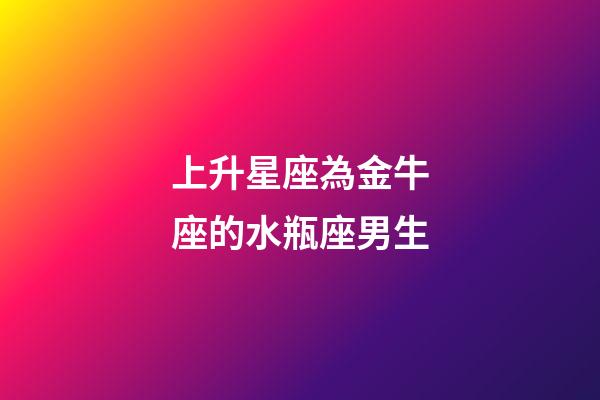 上升星座為金牛座的水瓶座男生-第1張-星座運勢-玄機派