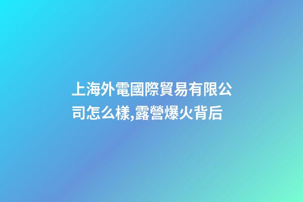 上海外電國際貿易有限公司怎么樣,露營爆火背后-第1張-觀點-玄機派