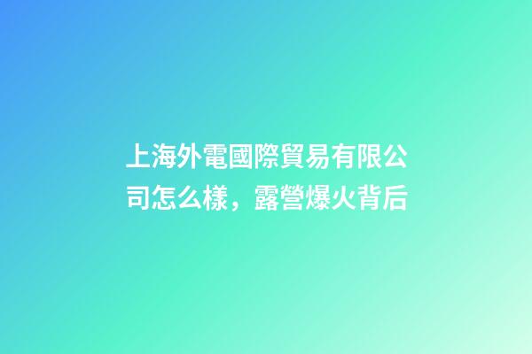 上海外電國際貿易有限公司怎么樣，露營爆火背后-第1張-觀點-玄機派