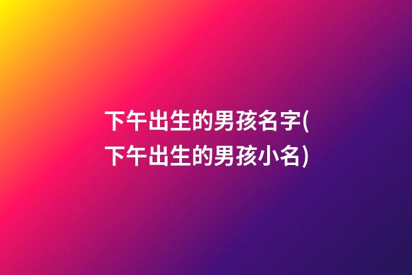 下午出生的男孩名字(下午出生的男孩小名)