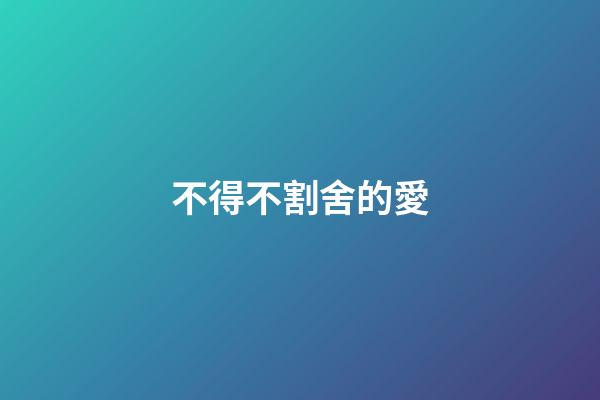 不得不割舍的愛