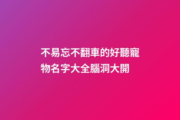 不易忘不翻車的好聽寵物名字大全腦洞大開
