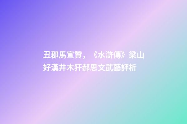 丑郡馬宣贊，《水滸傳》梁山好漢井木犴郝思文武藝評析-第1張-觀點-玄機派