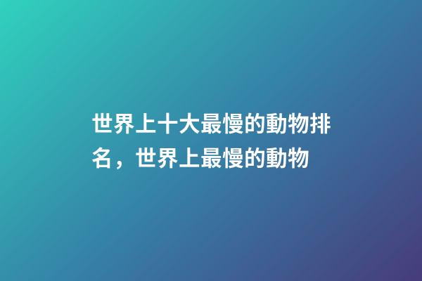 世界上十大最慢的動物排名，世界上最慢的動物-第1張-觀點-玄機派