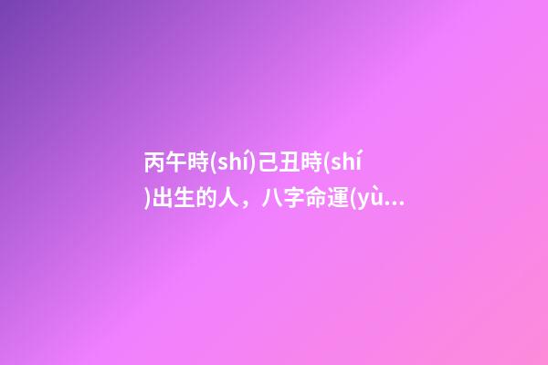 丙午時(shí)己丑時(shí)出生的人，八字命運(yùn)如何？