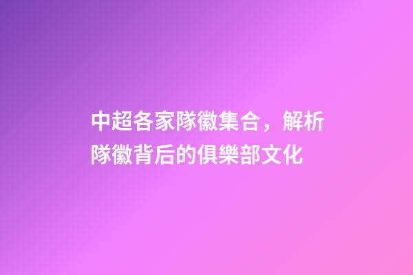 中超各家隊徽集合，解析隊徽背后的俱樂部文化-第1張-觀點-玄機派