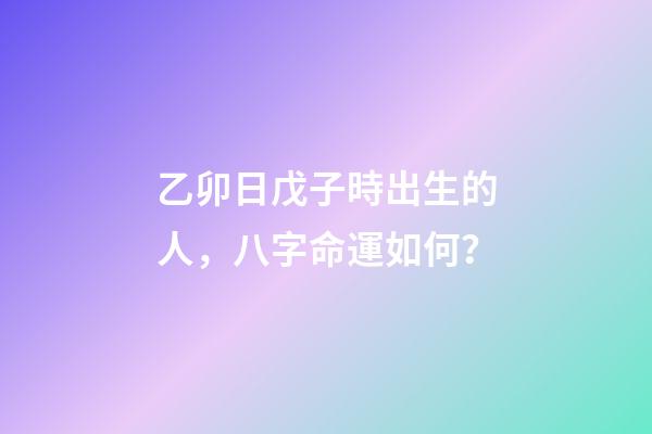 乙卯日戊子時出生的人，八字命運如何？