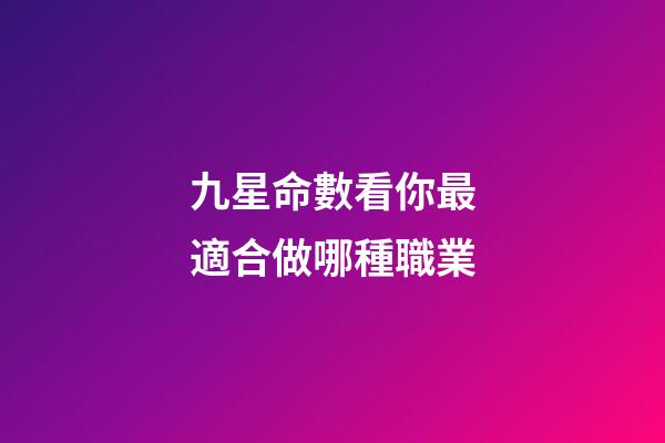 九星命數看你最適合做哪種職業
