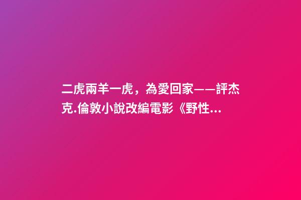 二虎兩羊一虎，為愛回家——評杰克.倫敦小說改編電影《野性的呼喚》-第1張-觀點-玄機派
