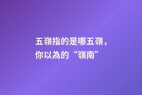 五嶺指的是哪五嶺，你以為的“嶺南”-第1張-觀點-玄機派
