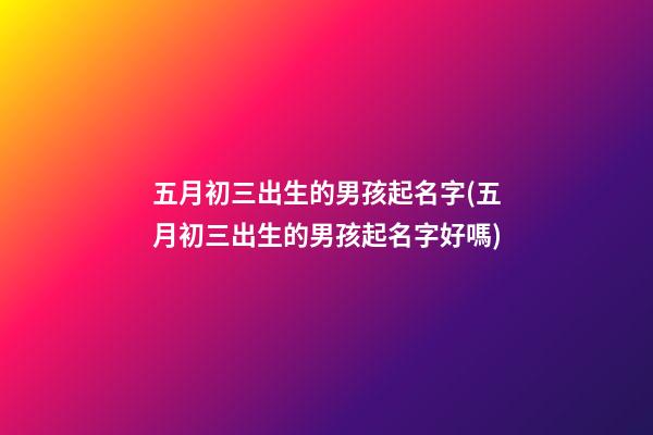 五月初三出生的男孩起名字(五月初三出生的男孩起名字好嗎)