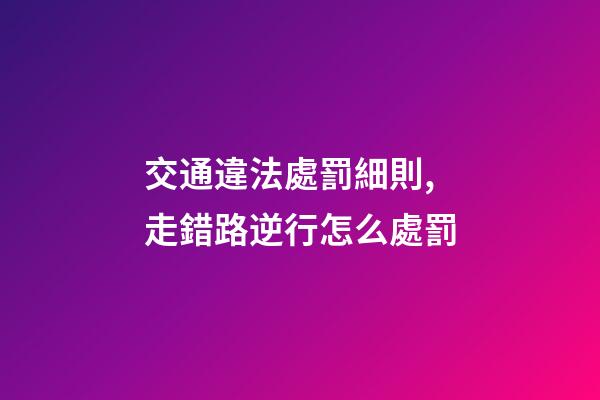 交通違法處罰細則,走錯路逆行怎么處罰-第1張-觀點-玄機派