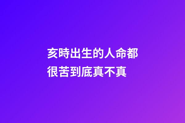 亥時出生的人命都很苦到底真不真