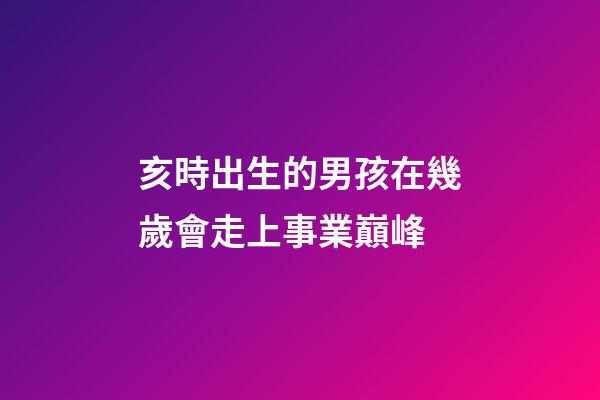 亥時出生的男孩在幾歲會走上事業巔峰