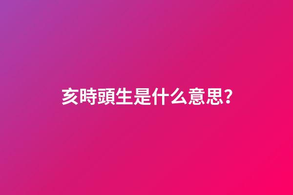 亥時頭生是什么意思？
