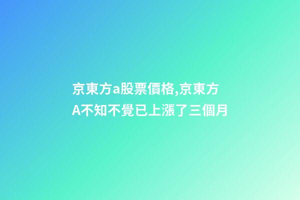 京東方a股票價格,京東方A不知不覺已上漲了三個月-第1張-觀點-玄機派