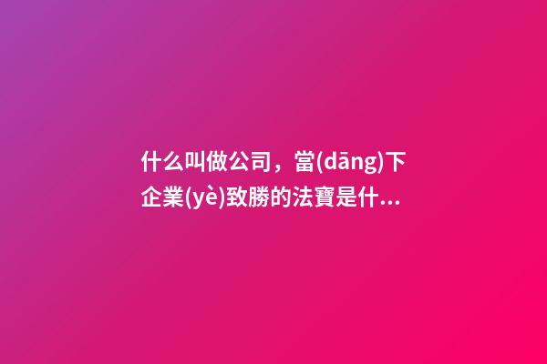 什么叫做公司，當(dāng)下企業(yè)致勝的法寶是什么-第1張-觀點(diǎn)-玄機(jī)派