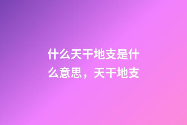 什么天干地支是什么意思，天干地支-第1張-觀點-玄機派