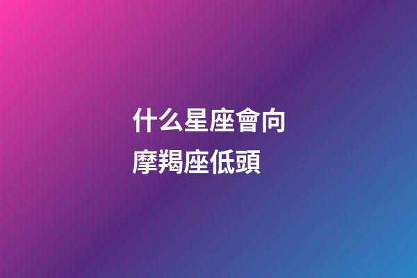 什么星座會向摩羯座低頭-第1張-星座運勢-玄機派