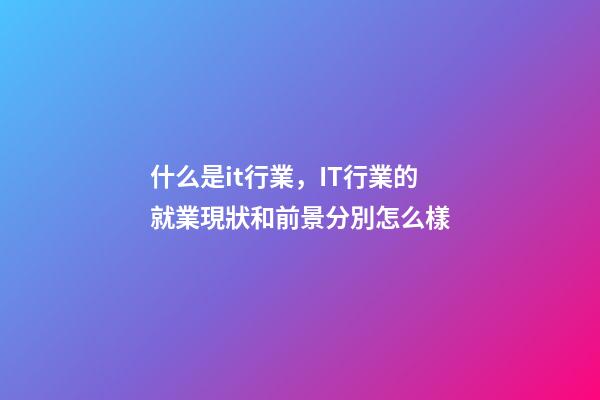 什么是it行業，IT行業的就業現狀和前景分別怎么樣-第1張-觀點-玄機派