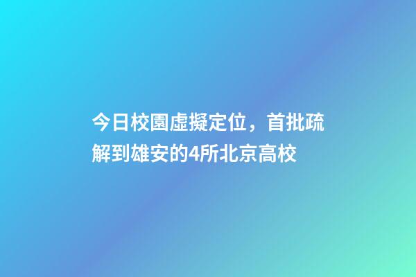 今日校園虛擬定位，首批疏解到雄安的4所北京高校-第1張-觀點-玄機派