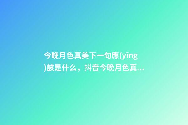 今晚月色真美下一句應(yīng)該是什么，抖音今晚月色真美是什么意思-第1張-觀點(diǎn)-玄機(jī)派