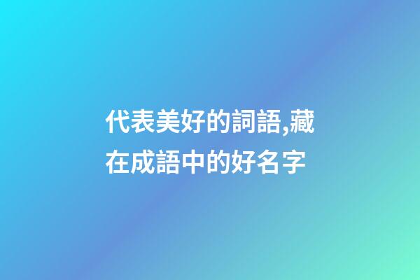 代表美好的詞語,藏在成語中的好名字-第1張-觀點-玄機派