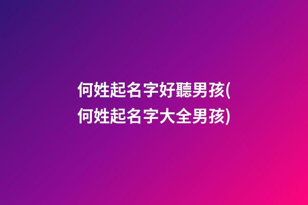 何姓起名字好聽男孩(何姓起名字大全男孩)