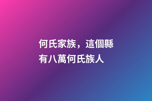 何氏家族，這個縣有八萬何氏族人-第1張-觀點-玄機派