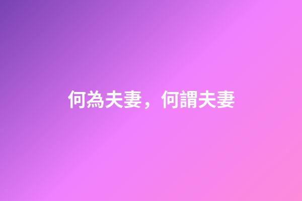 何為夫妻，何謂夫妻-第1張-觀點-玄機派
