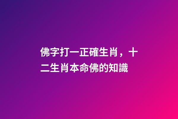 佛字打一正確生肖，十二生肖本命佛的知識-第1張-觀點-玄機派