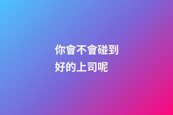你會不會碰到好的上司呢?